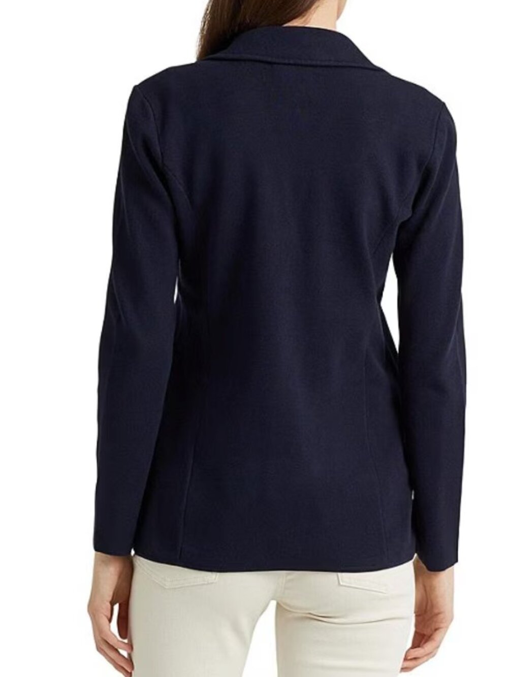 NWT Ralph Lauren Micro Knit Combed Cotton Blazer Navy Blue M - Picture 3 of 4